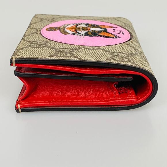 NIB Gucci GG Supreme Monogram Bosco Patch Card Case Wallet Beige Malva Hibiscus - Picture 3 of 14